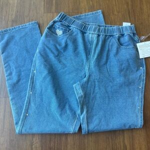 Quaker Factory Dream Jeannes Pull On Stretch Pants Small Blue Rhinestone